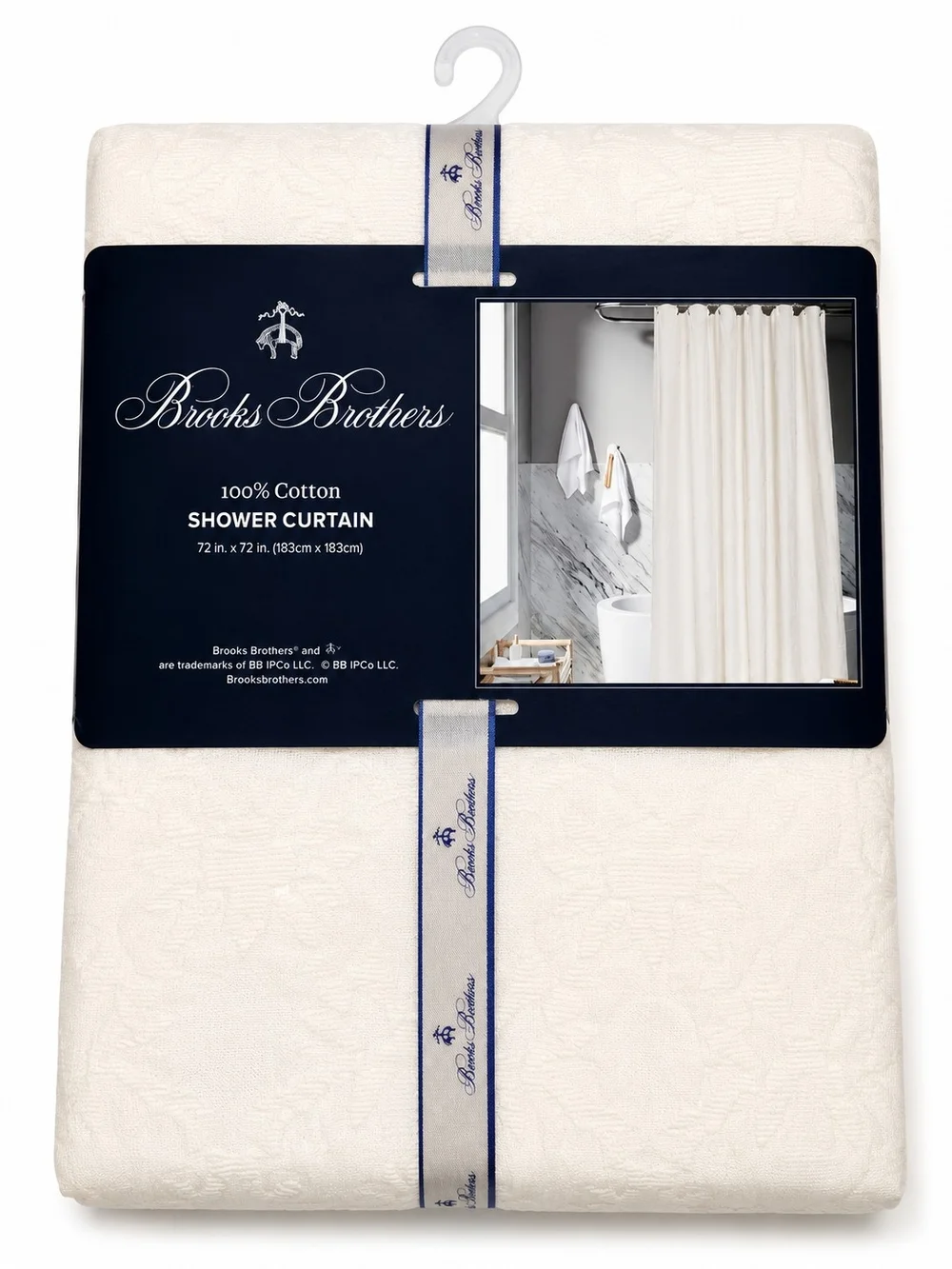 Brooks Brothers 100% Cotton Shower Curtain - Ivory